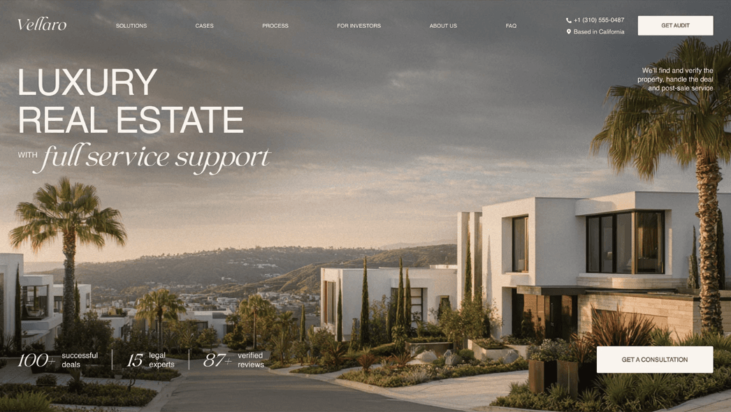 Ejemplo de página web para un estudio de arquitectura