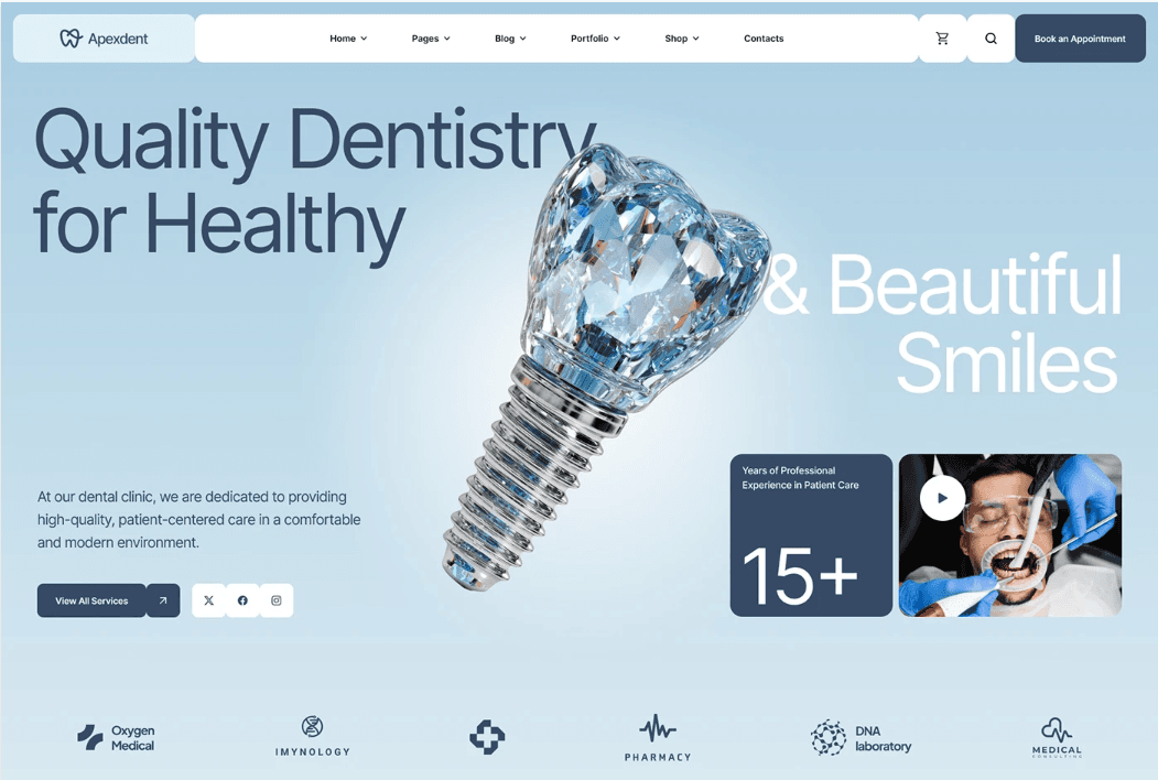 Ejemplo de página web para una clínica dental