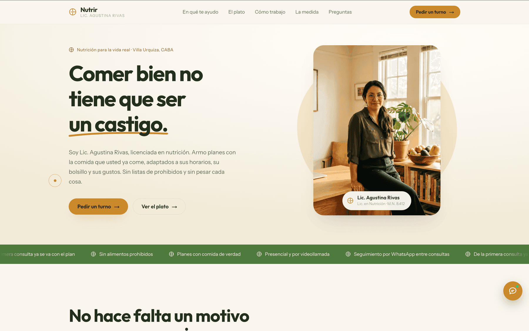 Ejemplo de página web para un consultorio de nutrición