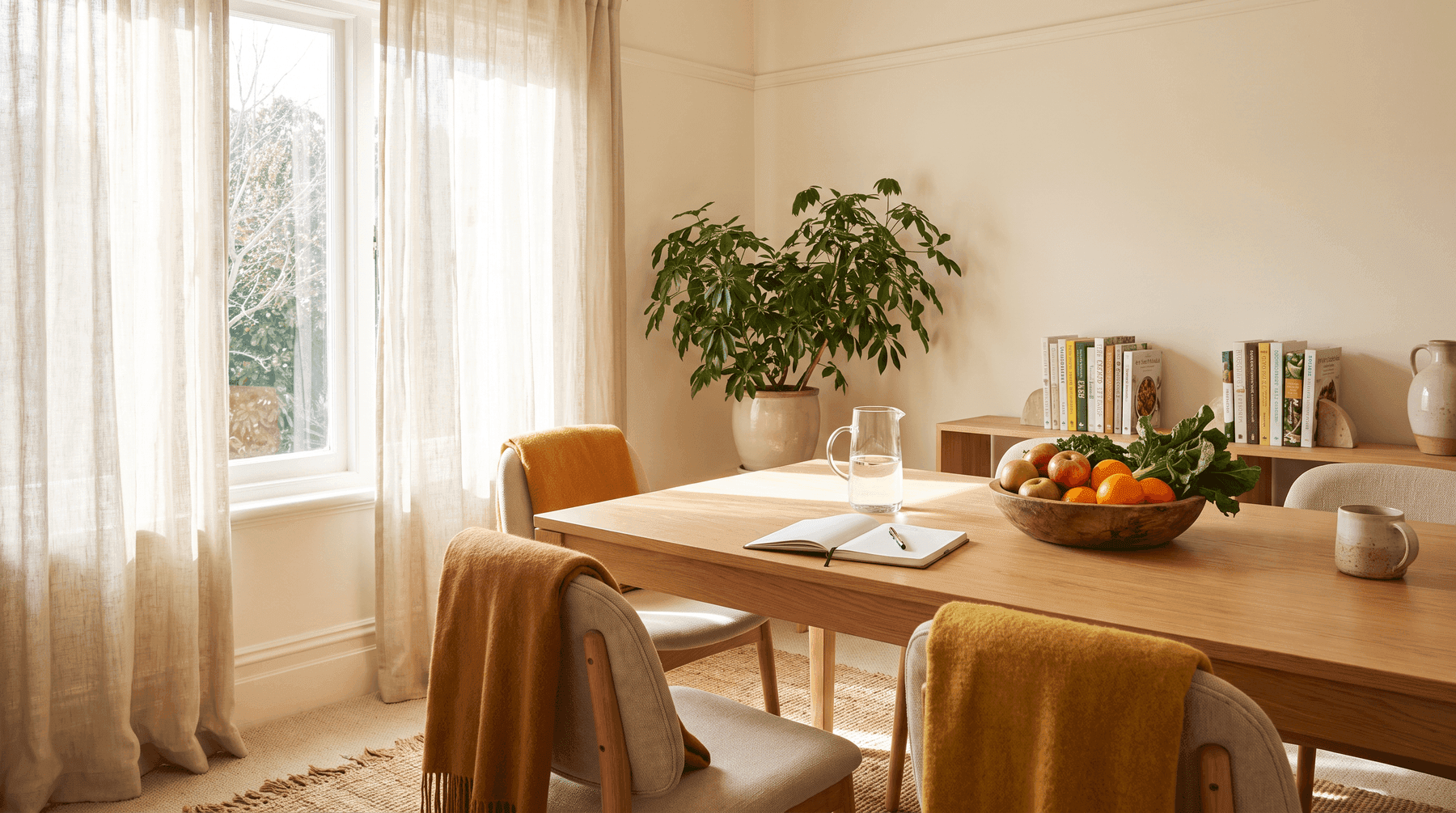 El consultorio, con la mesa junto a la ventana